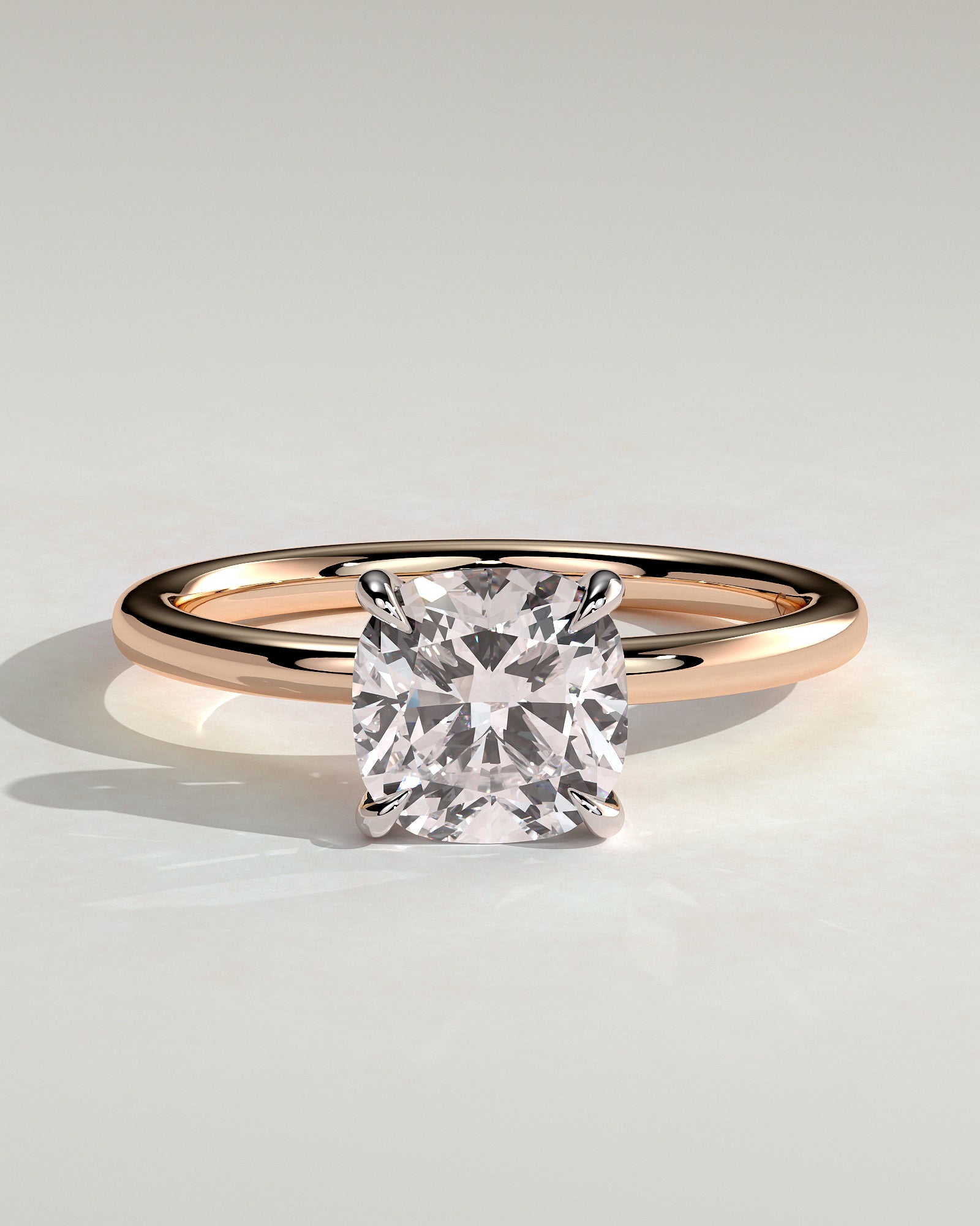 Hazel - Cushion Claw Solitaire Engagement Ring - Rose Two-Tone - Rose Two-Tone 2ct