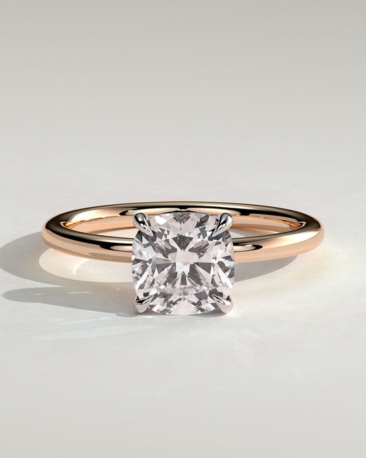 Hazel - Cushion Claw Solitaire Engagement Ring - Rose Two-Tone