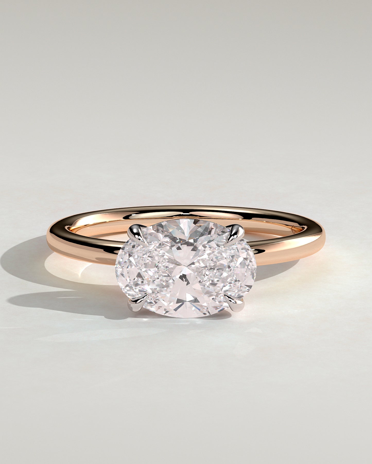 Dotti - Oval East West Claw Solitaire Engagement Ring - Rose Two-Tone - Rose Two-Tone 2ct