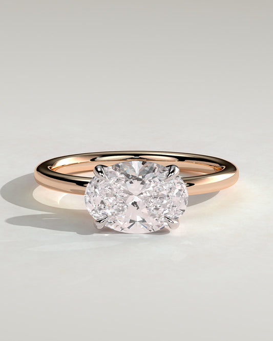 Dotti - Oval East West Claw Solitaire Engagement Ring - Rose Two-Tone