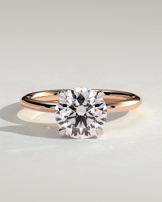 Lilly - Round Claw Solitaire Engagement Ring - Rose Two-Tone