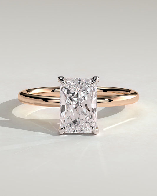 Judy - Radiant Claw Solitaire Engagement Ring - Rose Two-Tone