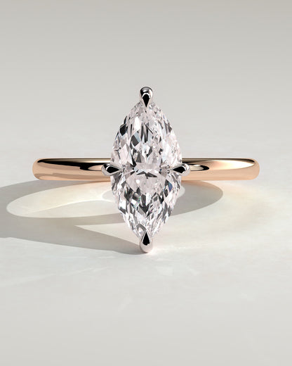 Genevieve - Marquise Claw Solitaire Engagement Ring - Rose Two-Tone