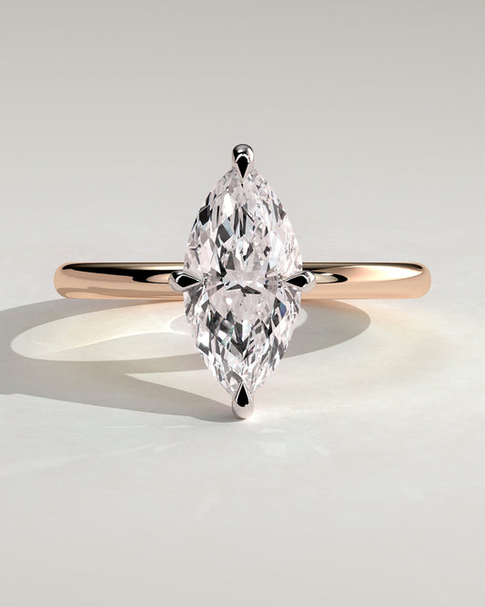 Genevieve - Marquise Claw Solitaire Engagement Ring - Rose Two-Tone