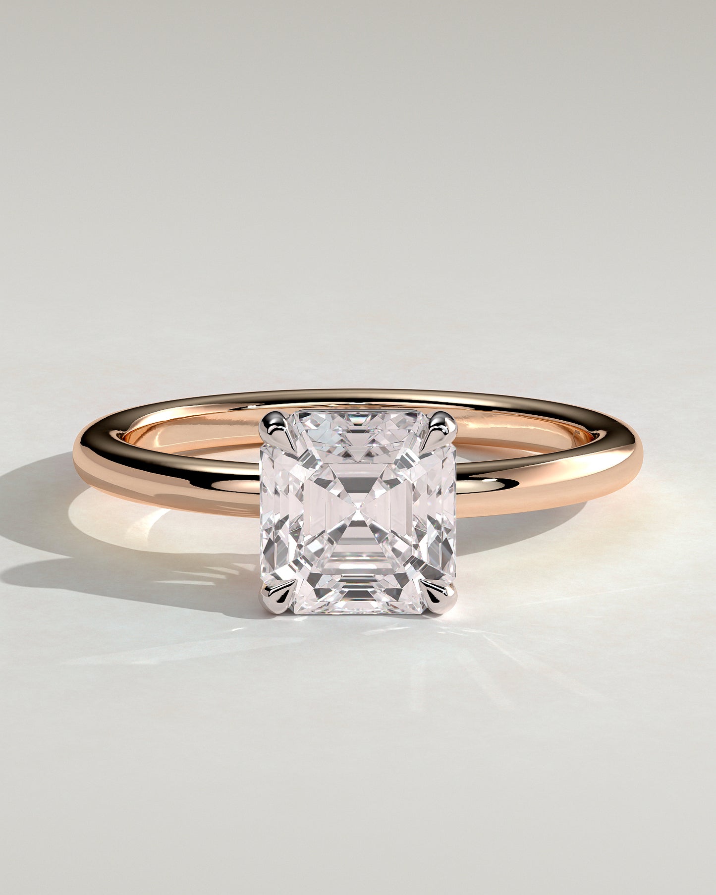 Emmy - Asscher Claw Solitaire Engagement Ring - Rose Two-Tone - Rose Two-Tone 2ct