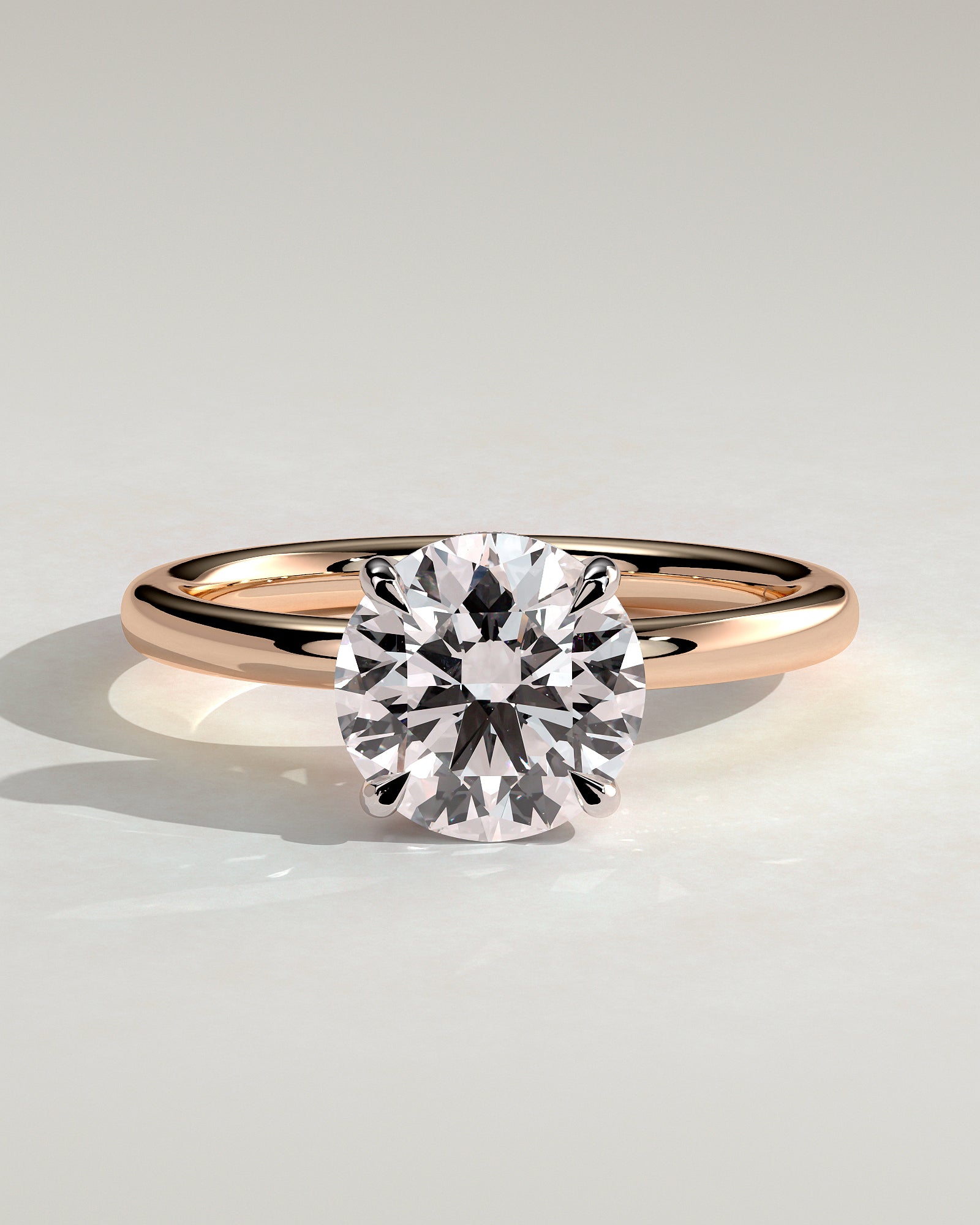 Bindi - Round Claw Solitaire with Hidden Halo Engagement Ring - Rose Two-Tone - Rose Two-Tone 2ct