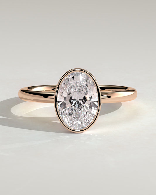 Sage - Oval Bezel Solitaire Engagement Ring - Rose Gold