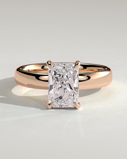 Angelina - Radiant Claw Solitaire with Cigar Band and Hidden Halo Engagement Ring - Rose Gold - rose gold - Lara Jewels