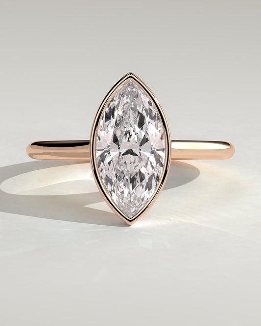 Stella - Marquise Bezel Solitaire with Cathedral High Setting Engagement Ring - Rose Gold