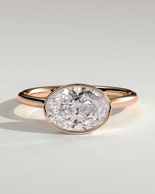 Erin - Oval East West Bezel Solitaire  Engagement Ring - Rose Gold