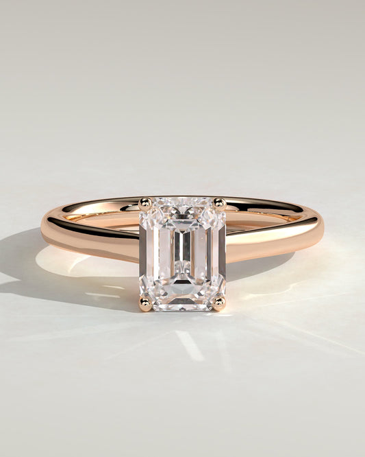 Nora - Emerald Claw Solitaire with Spiral Gallery and Cathedral Low Setting Engagement Ring - Rose Gold