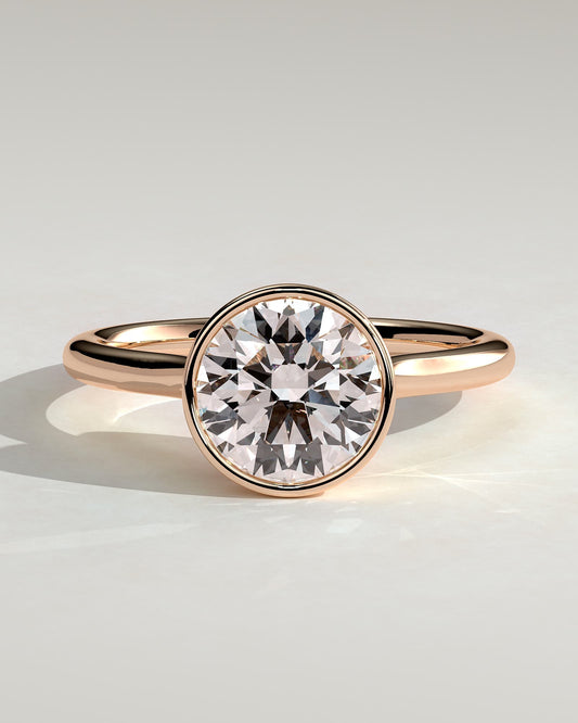 Maeve - Round Bezel Solitaire with Twisted Gallery Engagement Ring - Rose Gold