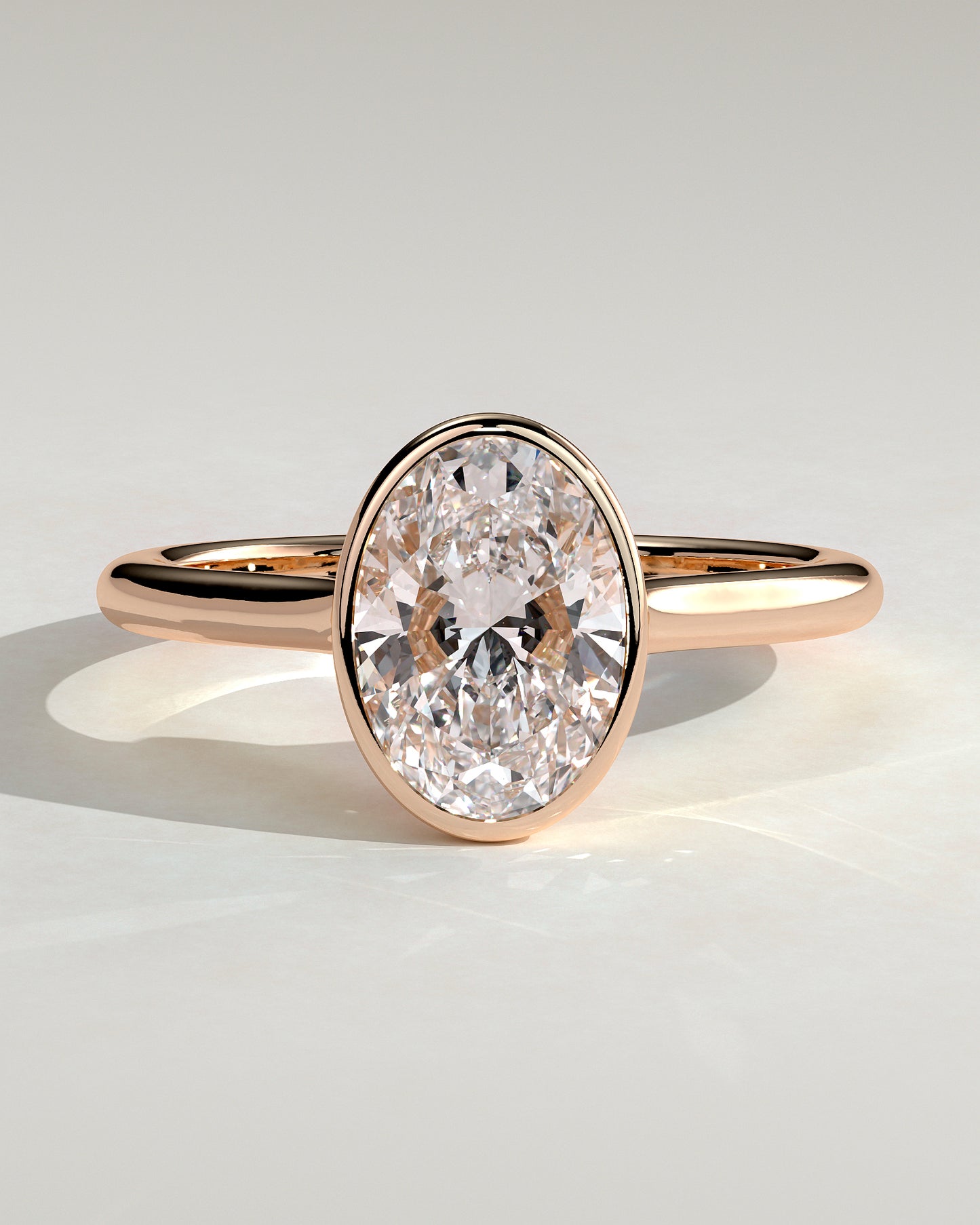 Gemma - Oval Bezel Solitaire with Twisted Gallery Engagement Ring - Rose Gold - Rose Gold 2ct