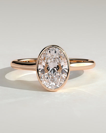 Gemma - Oval Bezel Solitaire with Twisted Gallery Engagement Ring - Rose Gold