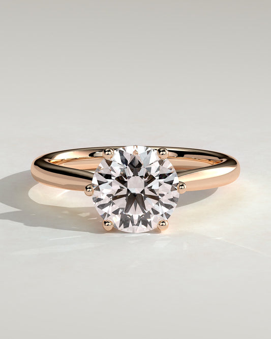 Delilah - Round Claw Solitaire with Open Trellis Gallery and Cathedral Low Setting Engagement Ring - Rose Gold