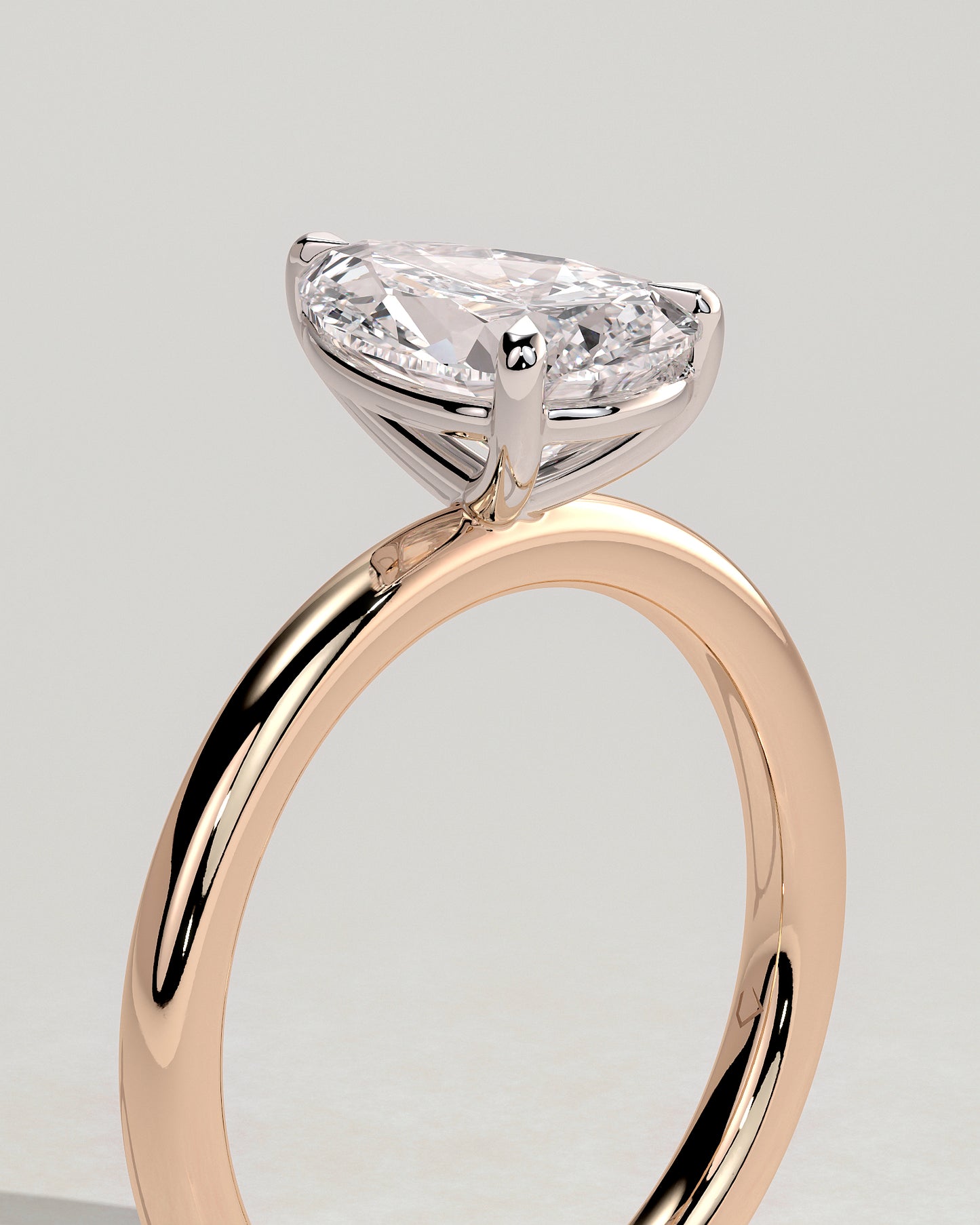 Amy - Pear Claw Solitaire Engagement Ring - Rose Two-Tone - Rose Two-Tone 2ct