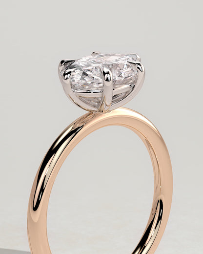 Allison - Oval East West Claw Solitaire Engagement Ring - Rose Two-Tone - rose two-tone - Lara Jewels