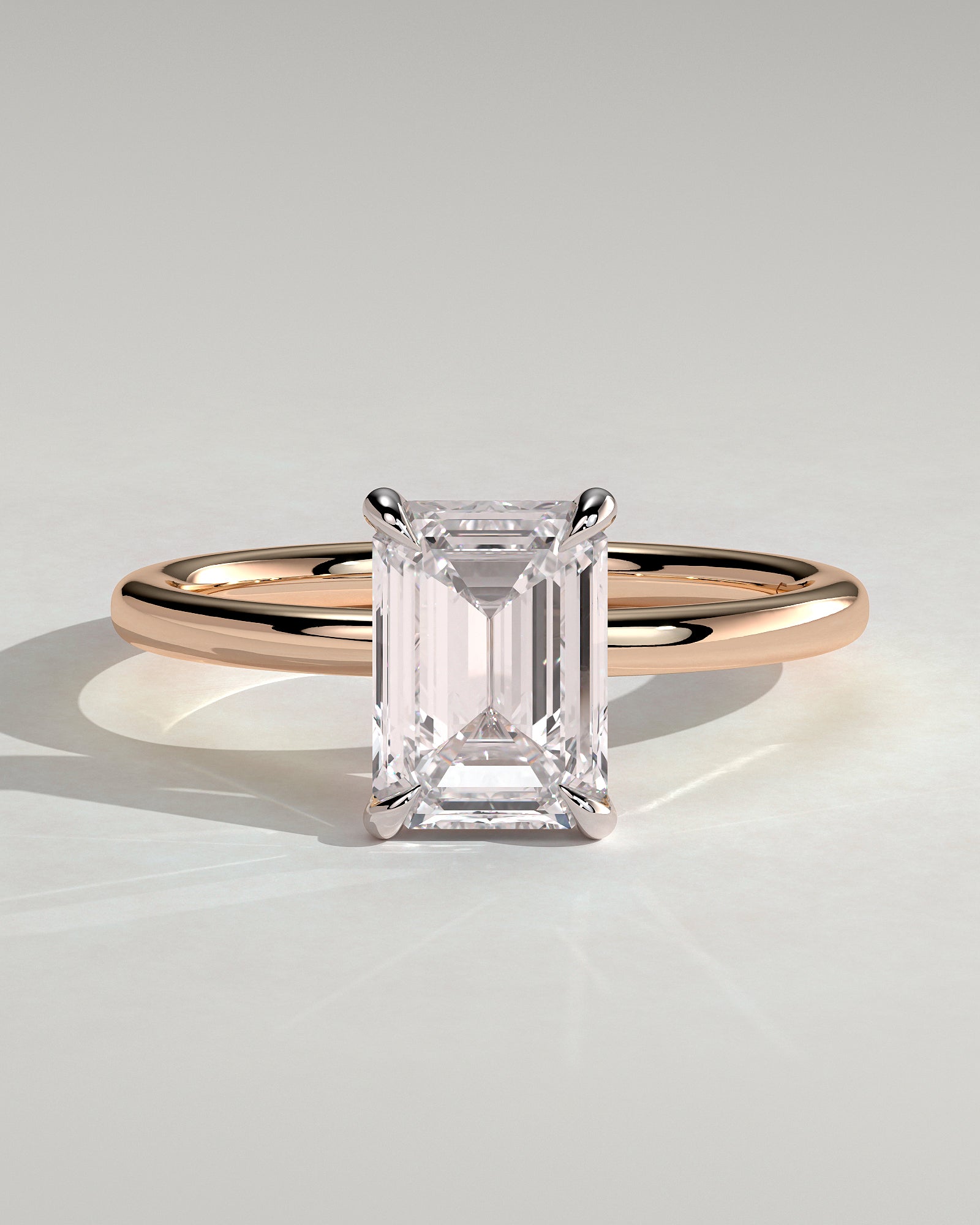Alina - Emerald Claw Solitaire Engagement Ring - Rose Two-Tone - Rose Two-Tone 2ct