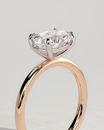 Dotti - Oval East West Claw Solitaire Engagement Ring - Rose Two-Tone