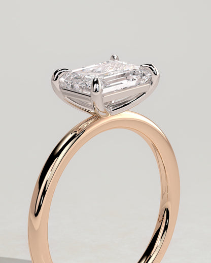 Debbie - Emerald East West Claw Solitaire Engagement Ring - Rose Two-Tone