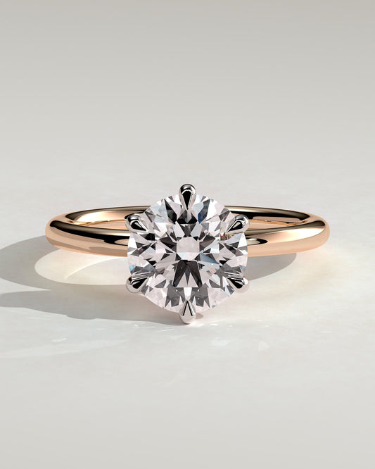 Louise - Round Claw Solitaire Engagement Ring - Rose Two-Tone