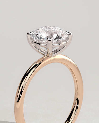 Lilly - Round Claw Solitaire Engagement Ring - Rose Two-Tone
