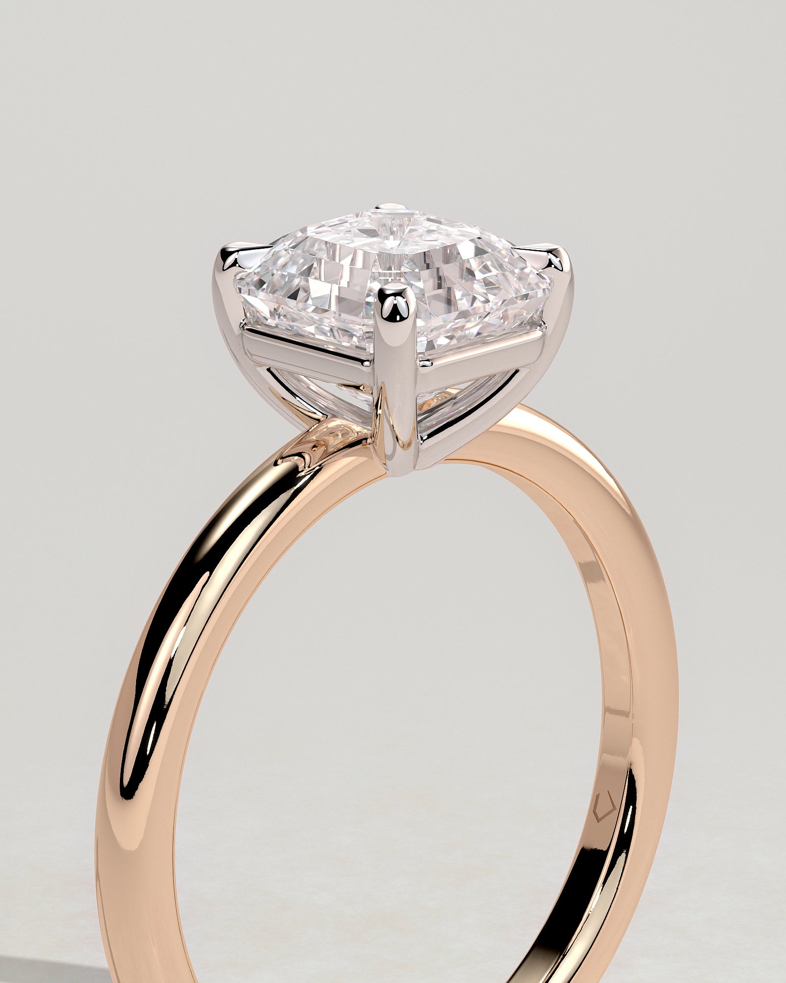 Emmy - Asscher Claw Solitaire Engagement Ring - Rose Two-Tone - Rose Two-Tone 2ct