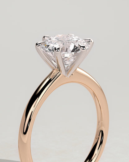 Daniela - Round Claw Solitaire with Solid Cathedral High Setting Engagement Ring - Rose Two-Tone