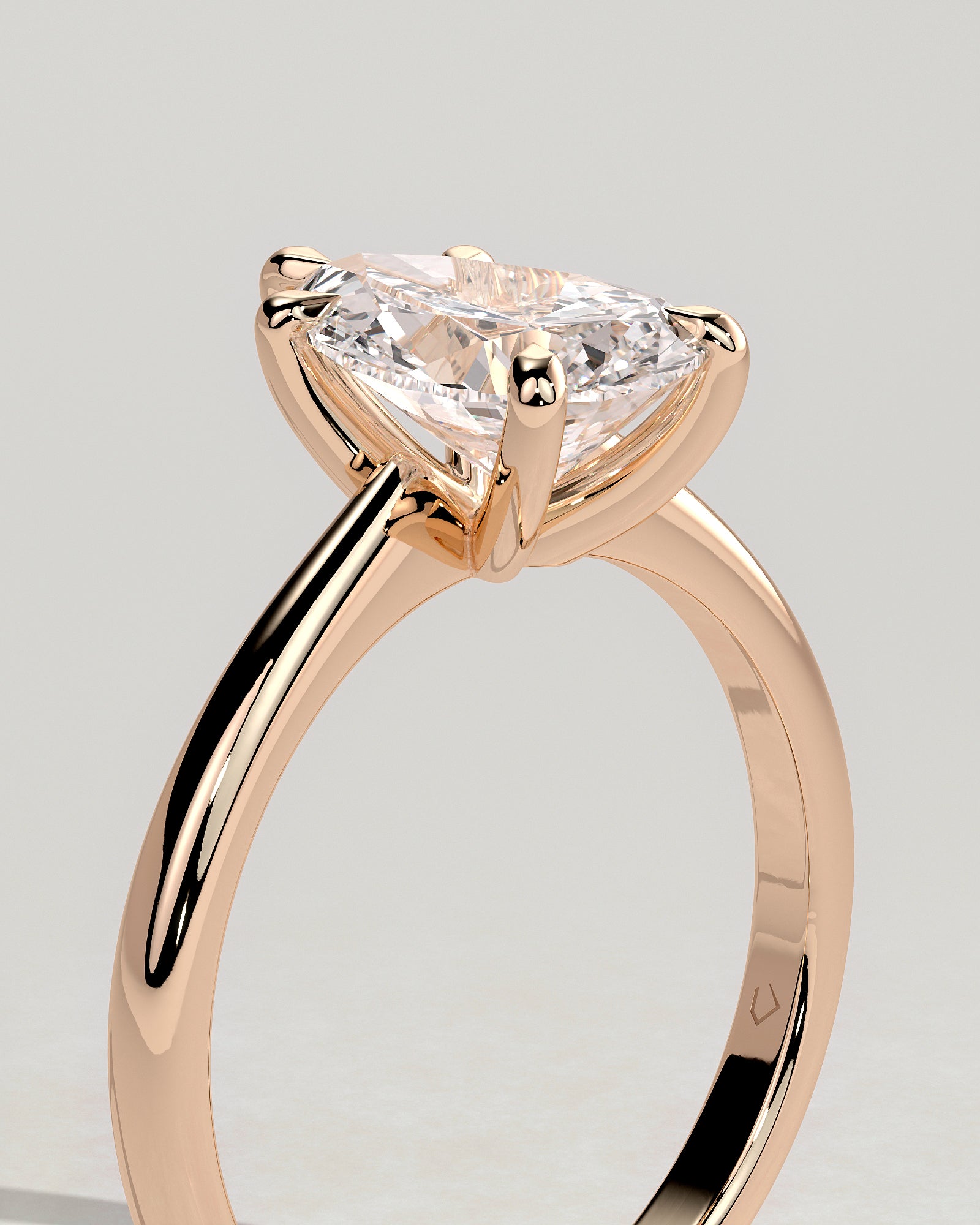 Aspen - Pear Claw Solitaire with Pinched Tapered Band and Cathedral Low Setting Engagement Ring - Rose Gold - Rose Gold 2ct