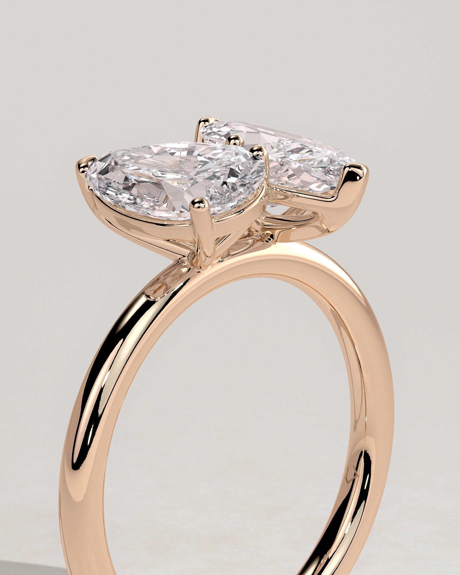 Dolly - Pear and Marquise Claw Toi et Moi Engagement Ring - Rose Gold - Rose Gold 2ct