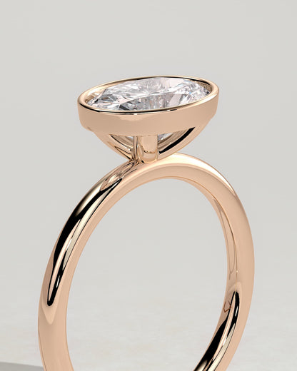 Erin - Oval East West Bezel Solitaire  Engagement Ring - Rose Gold