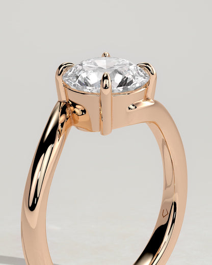 Kimia - Round Claw Solitaire with Bypass Band Engagement Ring - Rose Gold