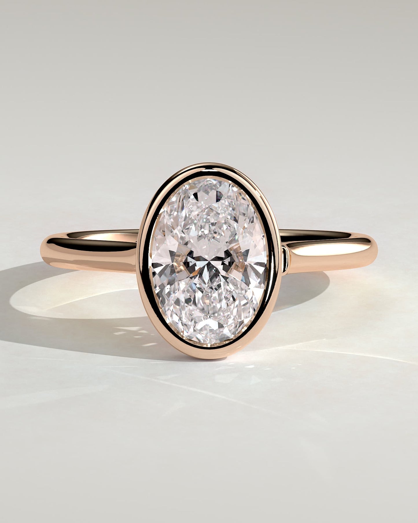 Lexie - Statement Oval Bezel Solitaire with Open Cathedral High Setting Engagement Ring - Rose Gold