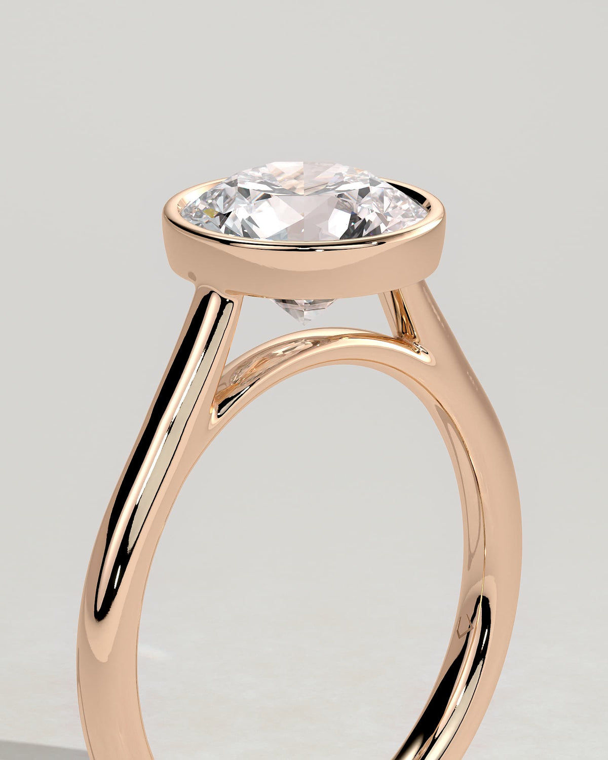Kaylah - Statement Round Bezel Solitaire with Open Cathedral High Setting Engagement Ring - Rose Gold