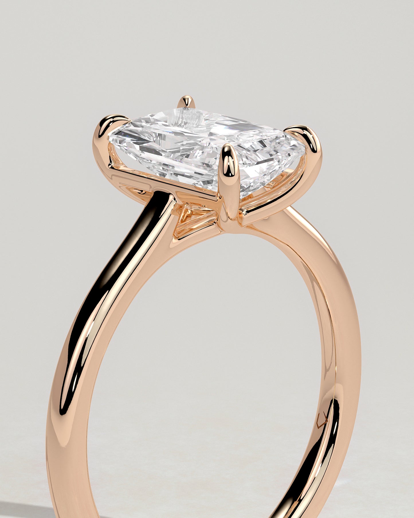 Dakota - Radiant Claw Solitaire with Cathedral Low Setting and Open Trellis Gallery Engagement Ring - Rose Gold - Rose Gold 2ct