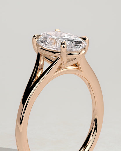 Blair - Oval Claw Solitaire with Split Shank and Cathedral High Setting Engagement Ring - Rose Gold