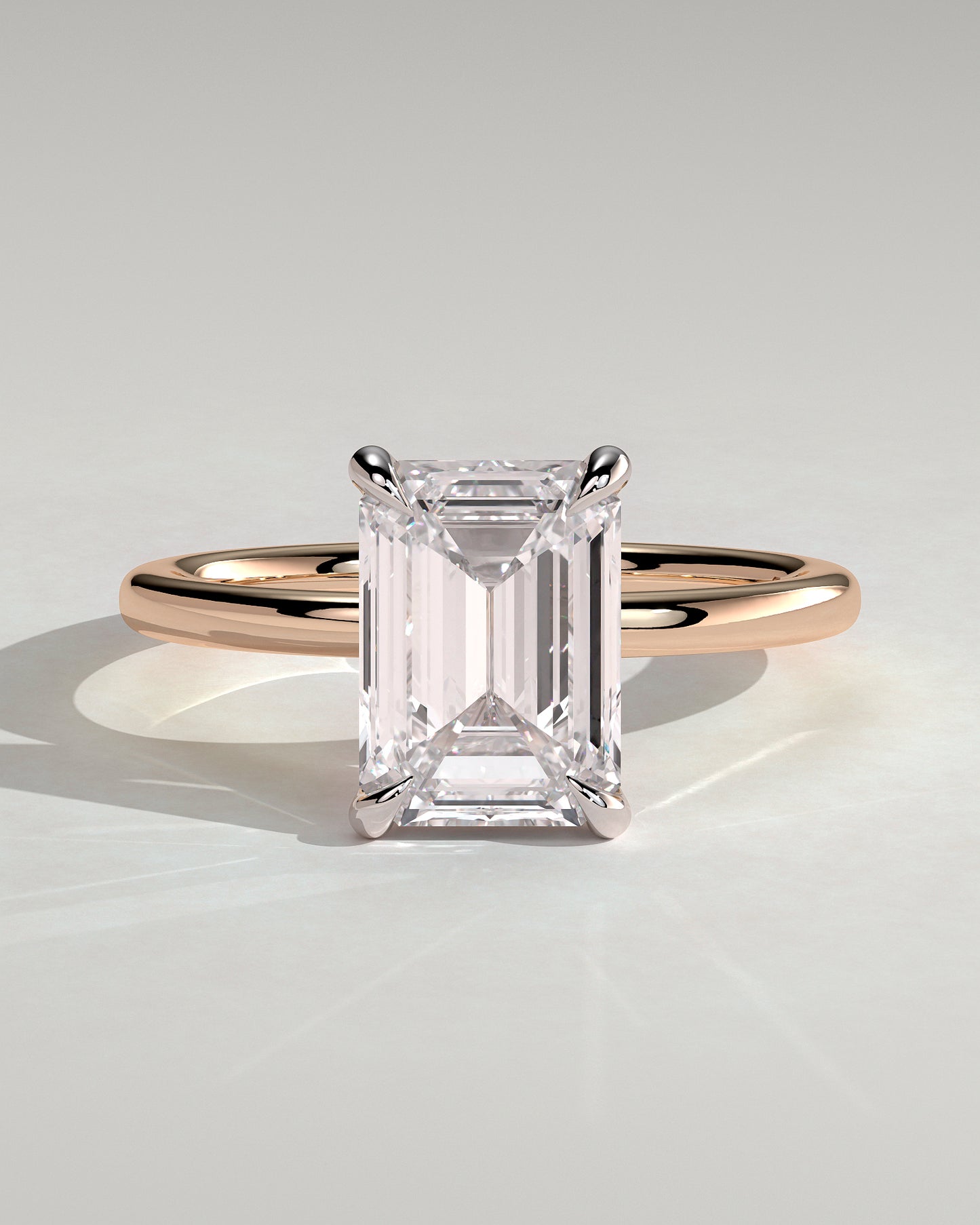 Alina - Emerald Claw Solitaire Engagement Ring - Rose Two-Tone