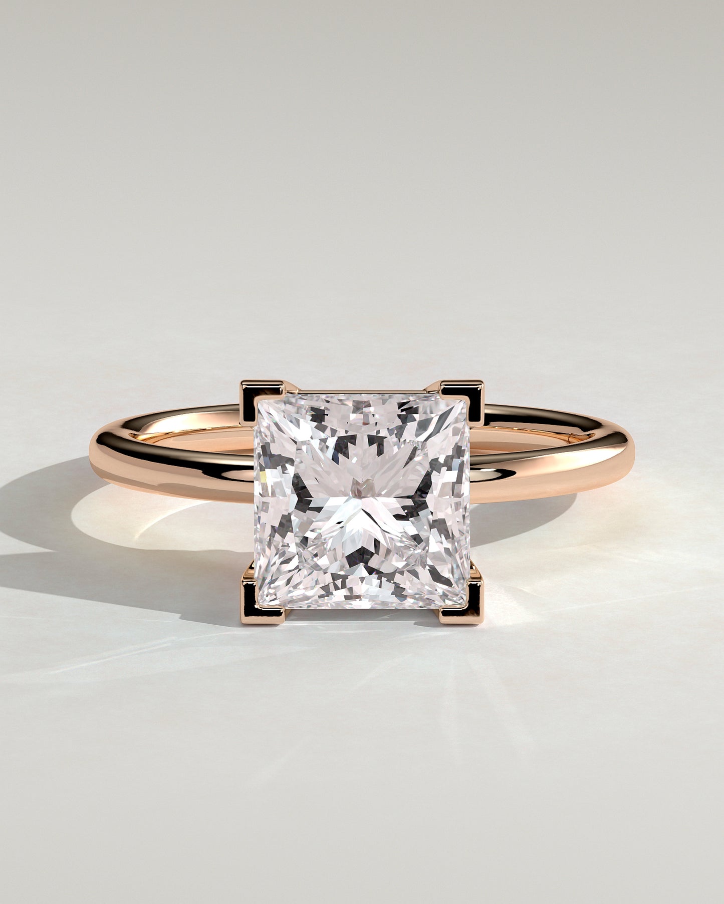 Glinda - Princess Claw Solitaire Engagement Ring - Rose Gold