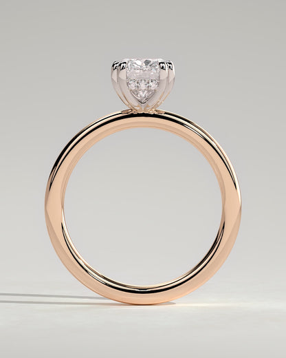 Aubrey - Elongated Cushion Double Claw Solitaire with Hidden Halo Engagement Ring - Rose Two-Tone