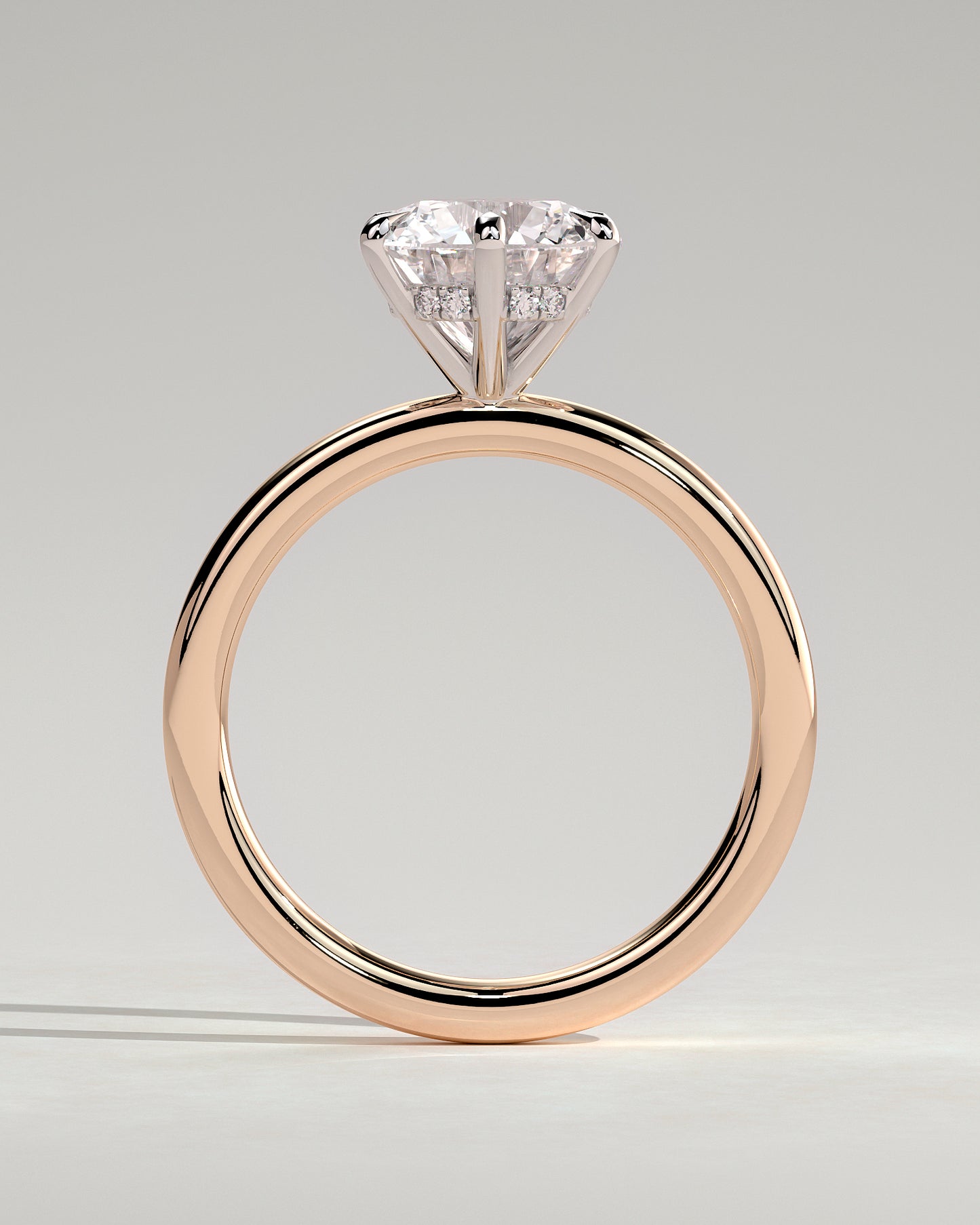 Anna - Round Claw Solitaire with Hidden Halo Engagement Ring - Rose Two-Tone - Rose Two-Tone 2ct