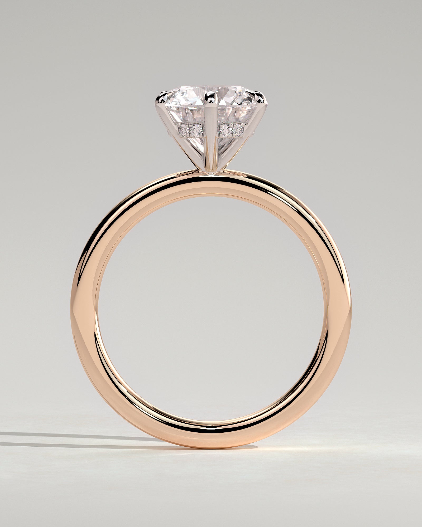 Anna - Round Claw Solitaire with Hidden Halo Engagement Ring - Rose Two-Tone - Rose Two-Tone 2ct