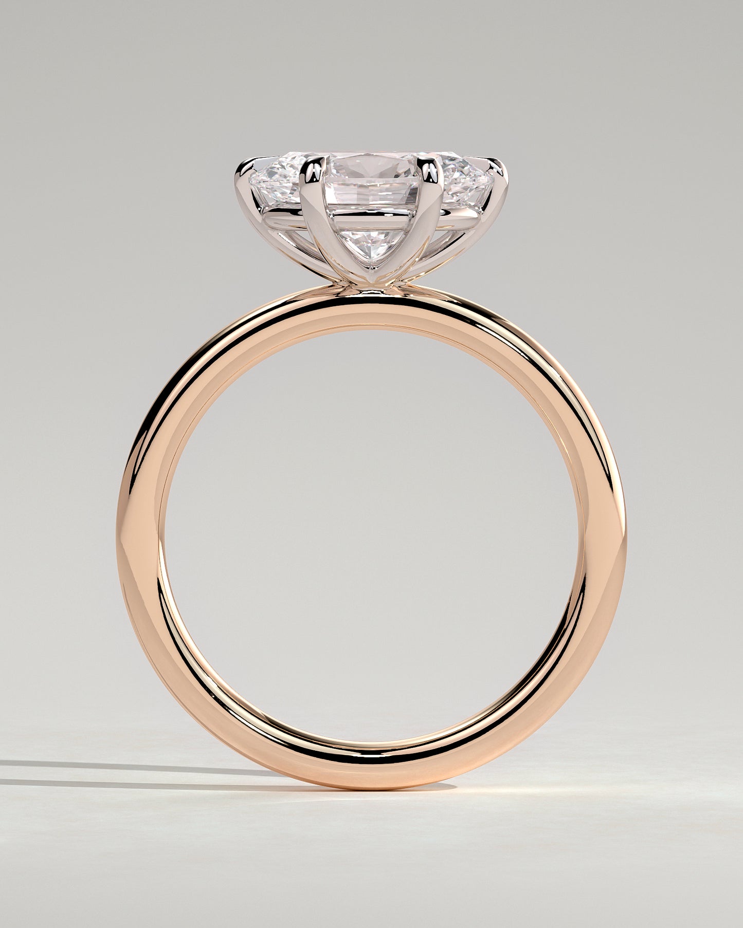 Allison - Oval East West Claw Solitaire Engagement Ring - Rose Two-Tone - Rose Two-Tone 2ct