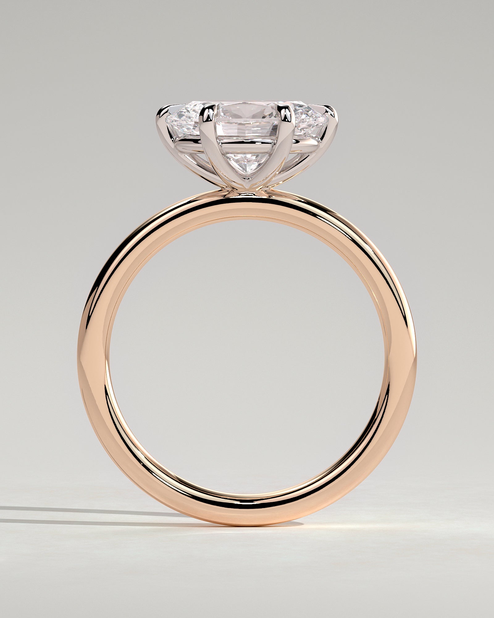Allison - Oval East West Claw Solitaire Engagement Ring - Rose Two-Tone - Rose Two-Tone 2ct
