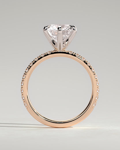 Alexandria - Round Claw Solitaire with Pave Band Engagement Ring - Rose Two-Tone - rose two-tone - Lara Jewels