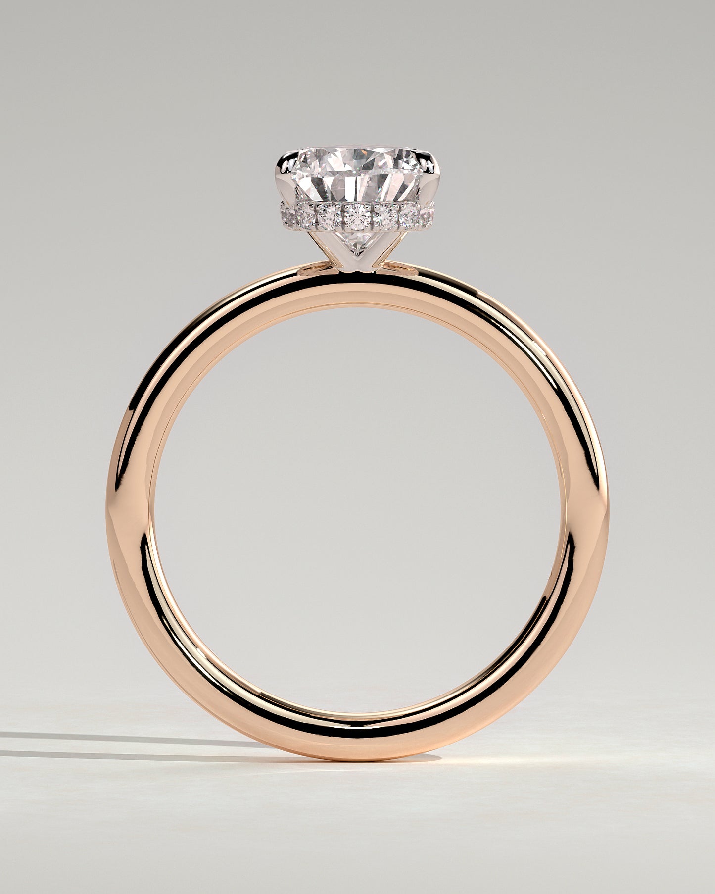 Ainsley - Pear Claw Solitaire with Wrap Around Hidden Halo Engagement Ring - Rose Two-Tone - Rose Two-Tone 2ct