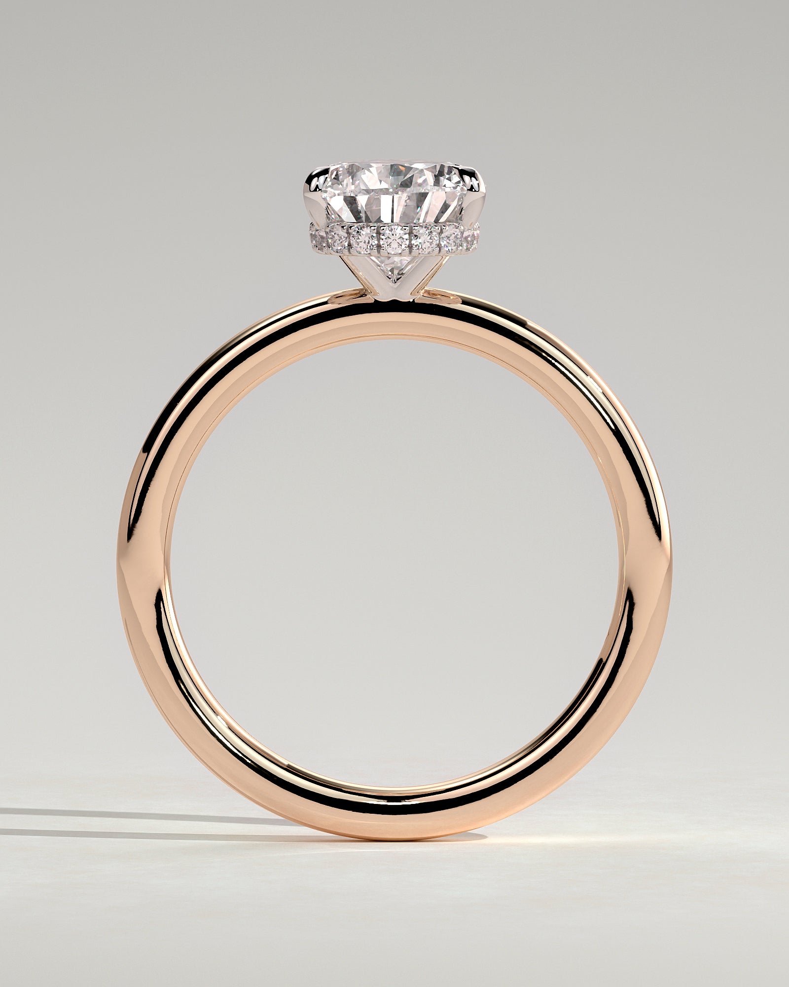 Ainsley - Pear Claw Solitaire with Wrap Around Hidden Halo Engagement Ring - Rose Two-Tone - Rose Two-Tone 2ct