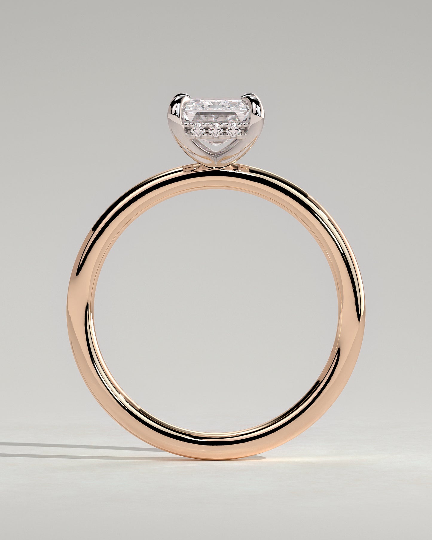 Alice - Emerald Claw Solitaire with Hidden Halo Engagement Ring - Rose Two-Tone - Rose Two-Tone 2ct