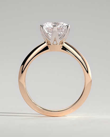 Caroline - Round Claw Solitaire with Knife Edge Band Engagement Ring - Rose Two-Tone