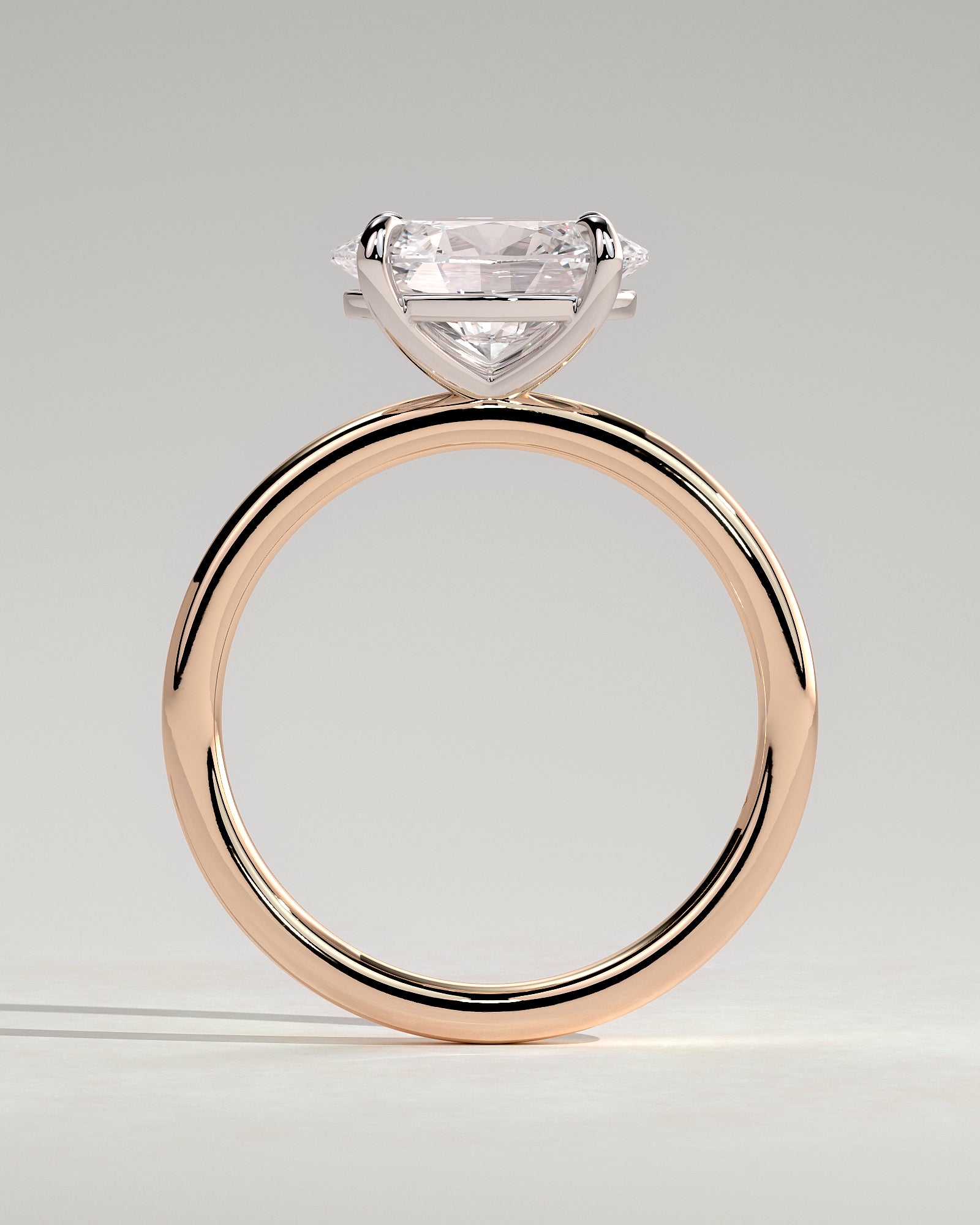 Dotti - Oval East West Claw Solitaire Engagement Ring - Rose Two-Tone - Rose Two-Tone 2ct