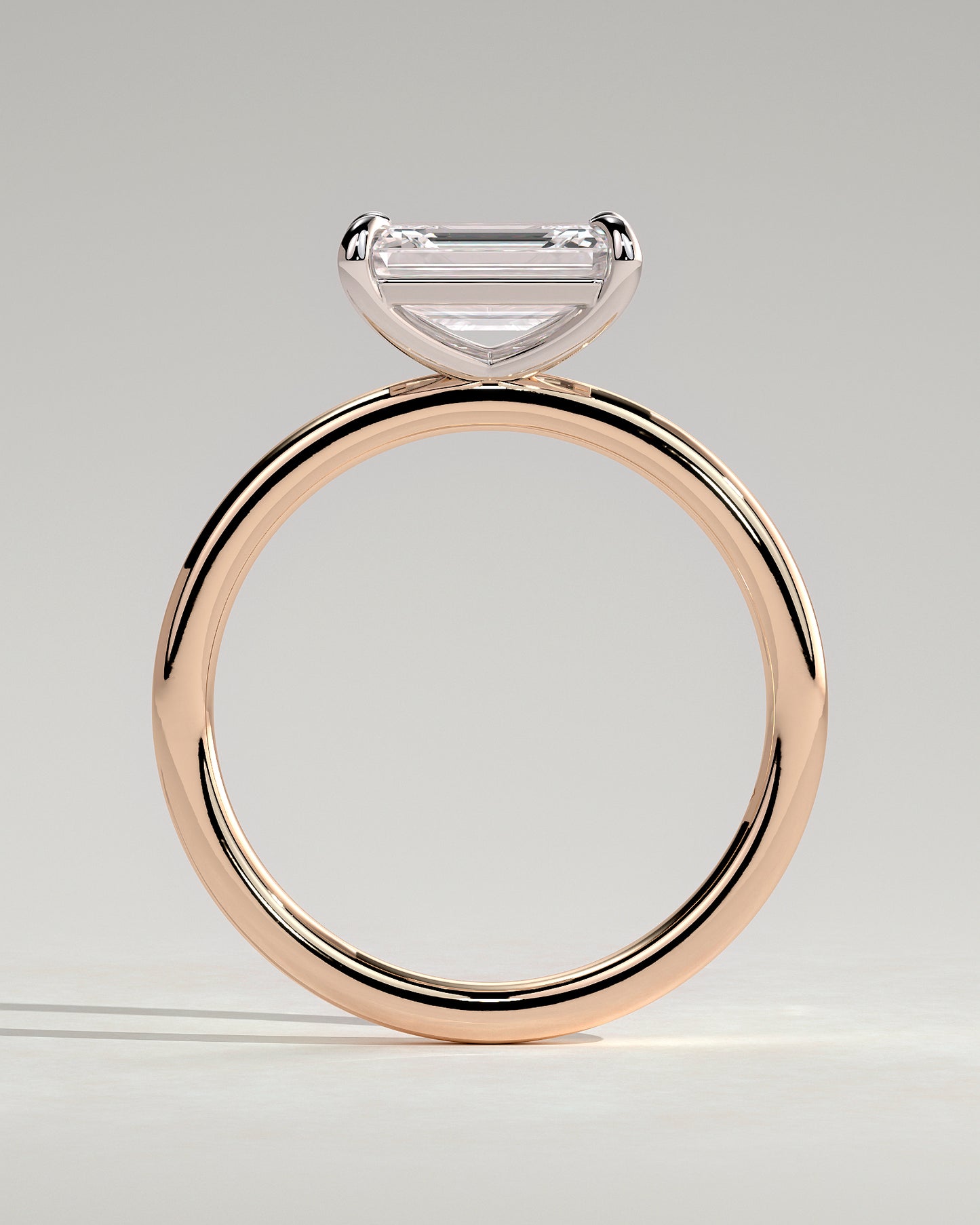 Debbie - Emerald East West Claw Solitaire Engagement Ring - Rose Two-Tone - Rose Two-Tone 2ct